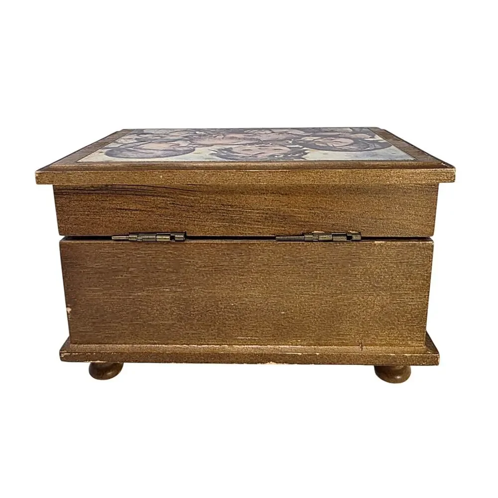 Vintage Himark Japan Music Box Jewelry Box Hummel Style Children Faux Drawers